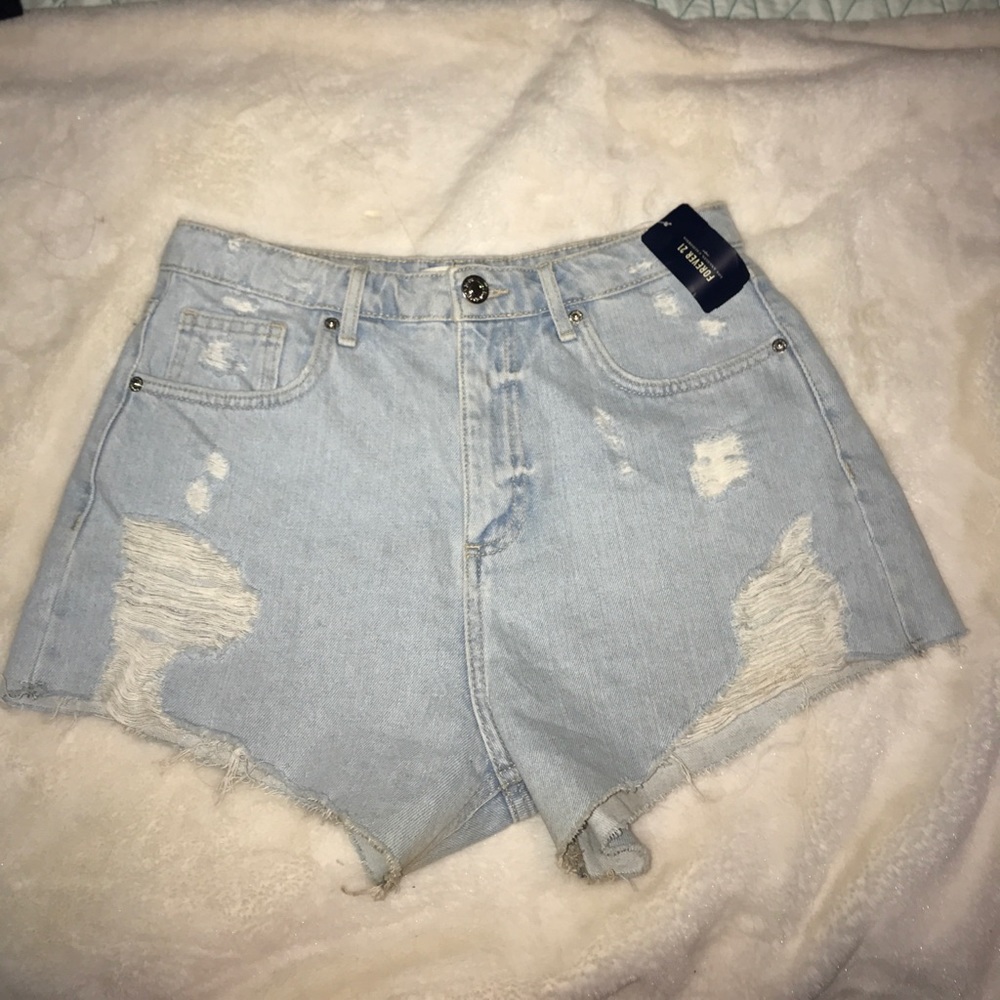 High waisted denim shorts